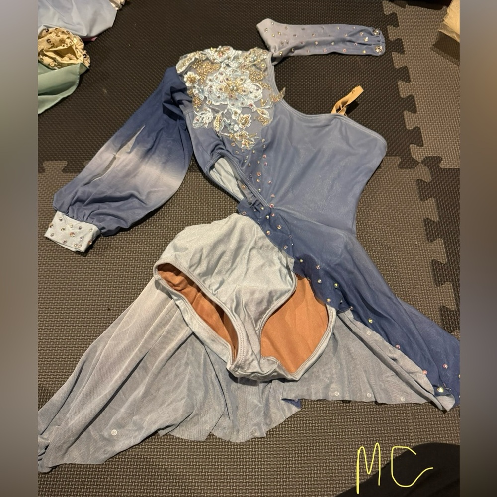 Medium Child lyrical dance costume with additional stones added